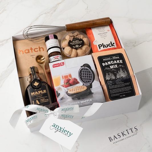 brunch gift set, gourmet brunch gift box, breakfast gift basket, brunch gift basket canada, maple syrup brunch gift set, pancake mix gift box, coffee & breakfast gift set, waffle breakfast gift set, brunch hamper, brunch lover gift box, brunch gift basket delivery, brunch gift box canada