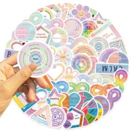 mental health stickers pack with positive affirmations and anxiety relief quotes, 55PCS vinyl anxiety stickers with self care messages and therapy support, motivational stickers for mental health journaling, laptops, and planners, uplifting waterproof mental health stickers for depression and anxiety support, cute cartoon-style mental health awareness sticker bundle for teens and adults, eco-friendly PVC mental health stickers for students and therapists, aesthetic mental health planner stickers with daily