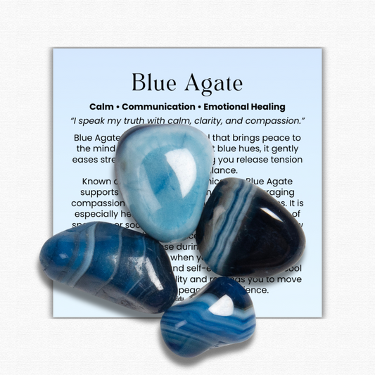 Blue Agate Tumbled Stone 1 inch calming agate gemstone for anxiety and balance, n