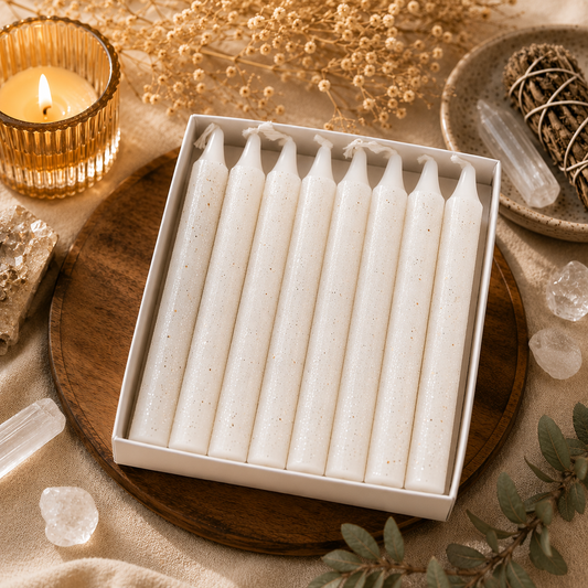 Moonstone Ritual Candle | White Crystal Spell Candle