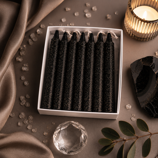 Tourmaline Black Crystal Candles 4" Pillars