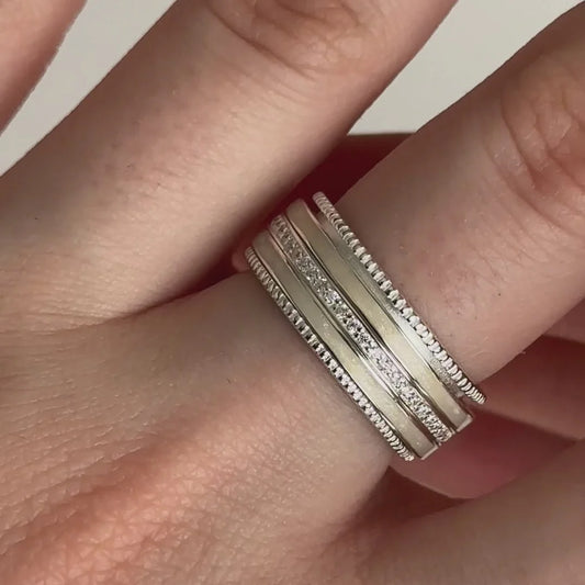 Solace Sterling Silver Fidget Ring – A Calming Anxiety Ring with Pearl Enamel for Stress Relief, Focus & Peace of Mind