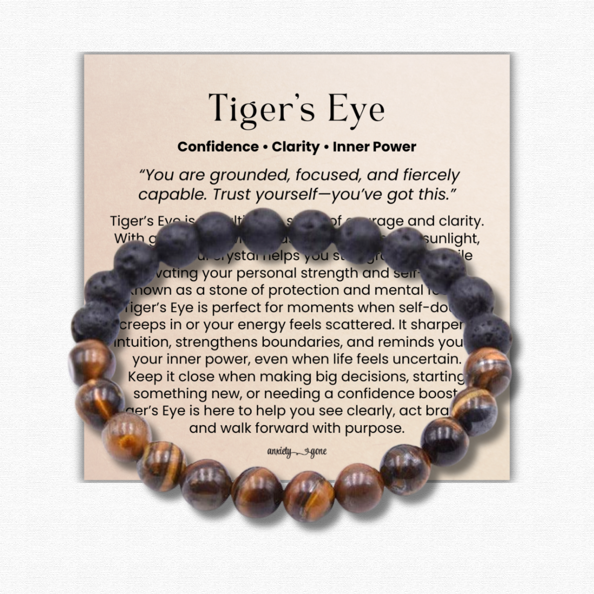 Tiger’s Eye and Lava Stone beaded bracelet for men and women – crystal jewelry for confidence, grounding, and protection – natural diffuser bracelet for anxiety, stress relief, and aromatherapy with essential oils