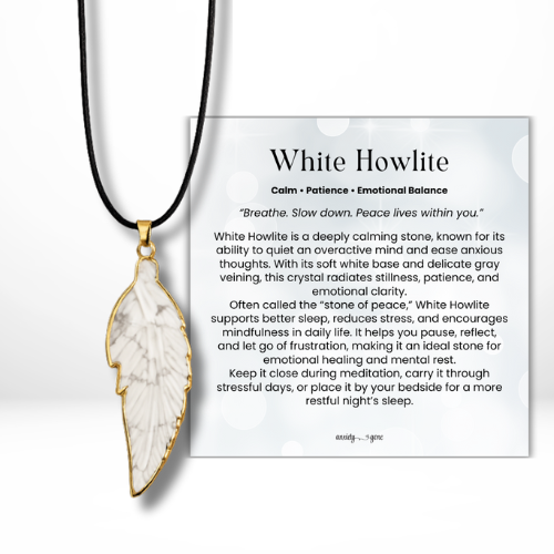 Known as the “stone of peace,” White Howlite is cherished for its ability to reduce stress, ease anxiety, and encourage patience. It’s especially supportive during sleepless nights, overthinking, or moments of emotional overwhelm, making this necklace both a meaningful accessory and a calming daily tool.
✨ Promotes relaxation, mindfulness, and stress relief
✨ Supports emotional healing and better sleep
✨ Leaf design symbolizes renewal and personal growth
Details:
Genuine White Howlite gemstone, hand-carv