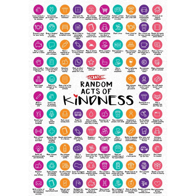 random acts of kindness ideas, random acts of kindness poster, random acts of kindness scratch poster, classroom poster, classroom scratch poster, 
