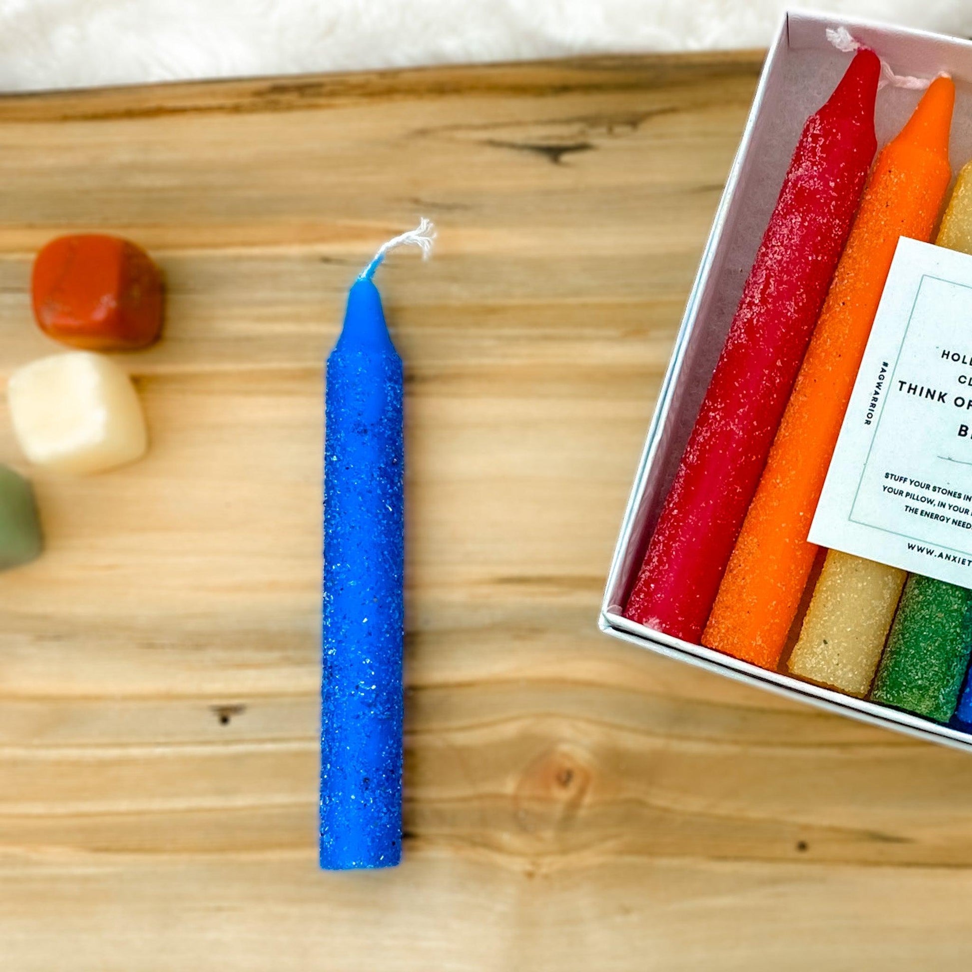 crystal candles, crystal pillar candles, pillar candles, chakra pillar candles, chakra candles, gemstone candles, spell candles, mini ritual candles, taper candles, spell candles,