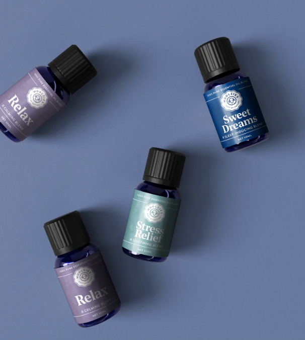 The Woolzies Deep Sleep Essential Oil Collection is a trio of oil blends that aid in relaxing the mind and body and alleviating insomnia. These luxurious oils can be inhaled, diffused, or applied topically for ultimate relaxation and rejuvenation.