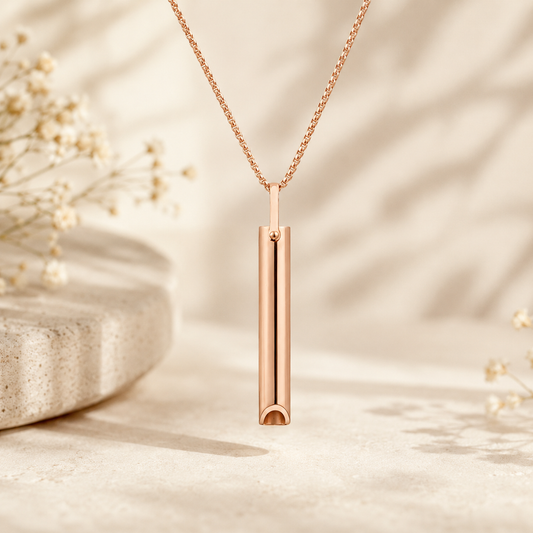 Rose Gold Breathing Necklace | Calm Whistle Anxiety Tool