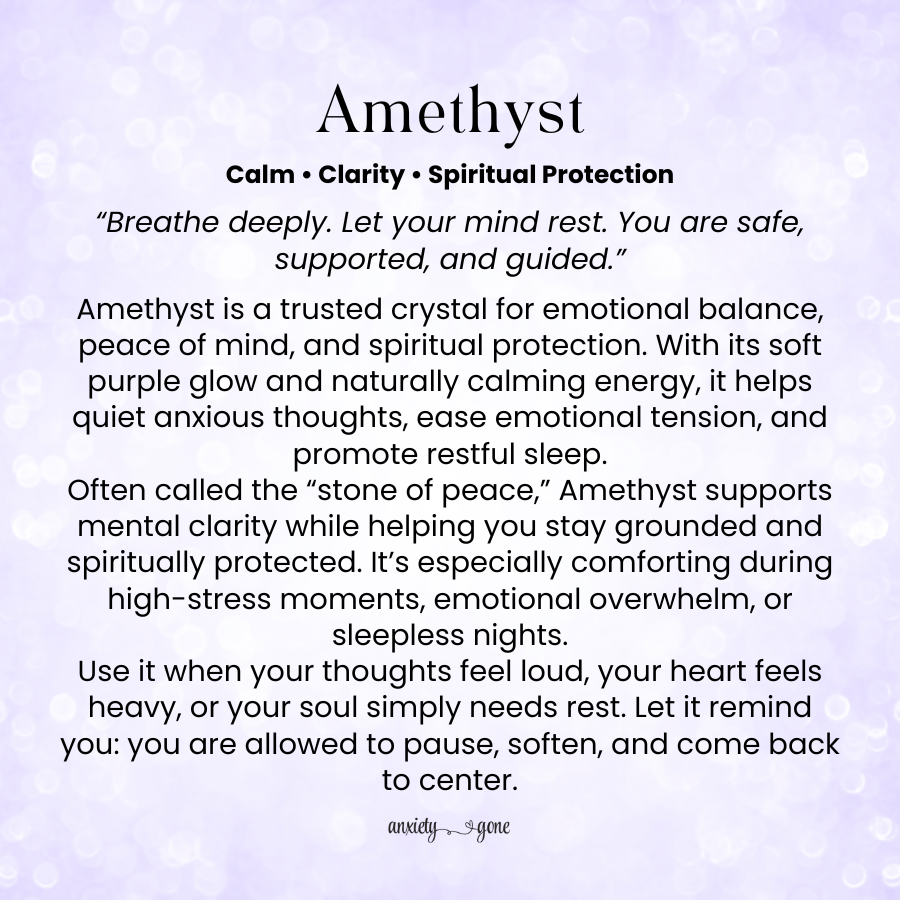 Amethyst Worry Stone for anxiety and stress relief, and healing crystal for mental health.