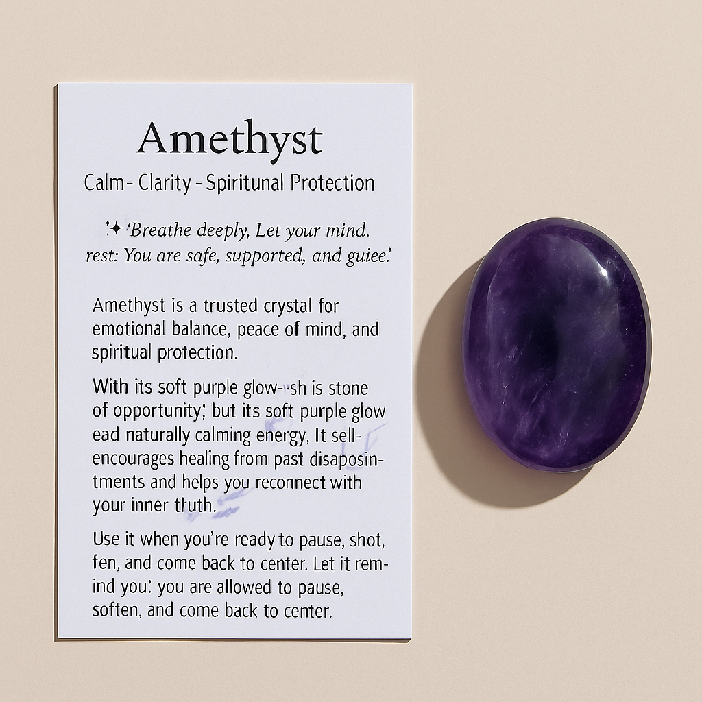 Amethyst Worry Stone for anxiety and stress relief, and healing crystal for mental health.