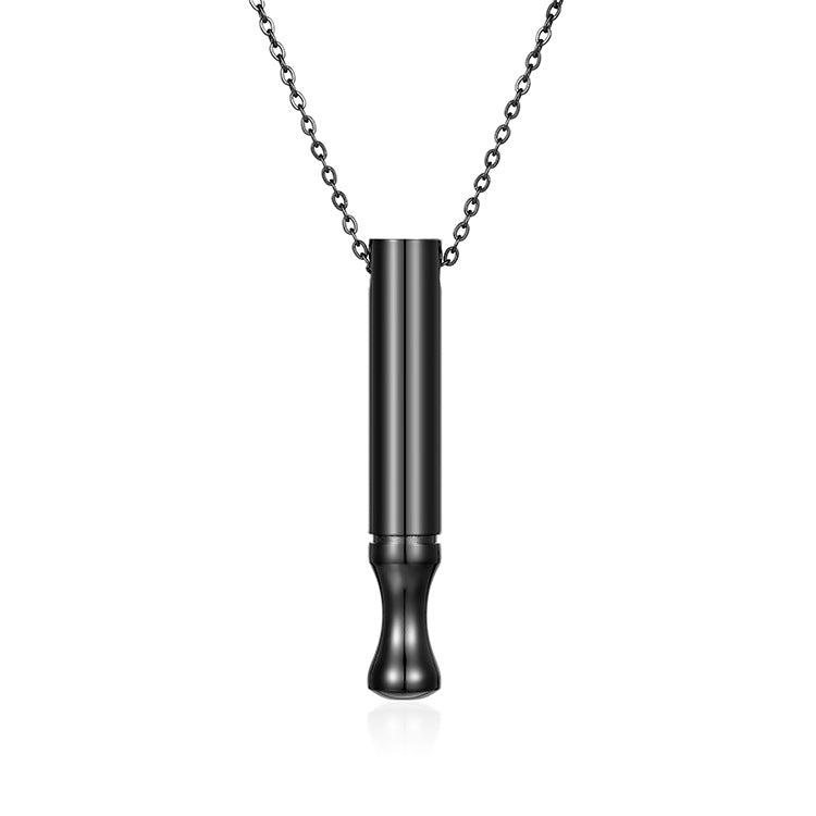 Stainless steel breathing whistle necklace for anxiety relief and mindful exhaling