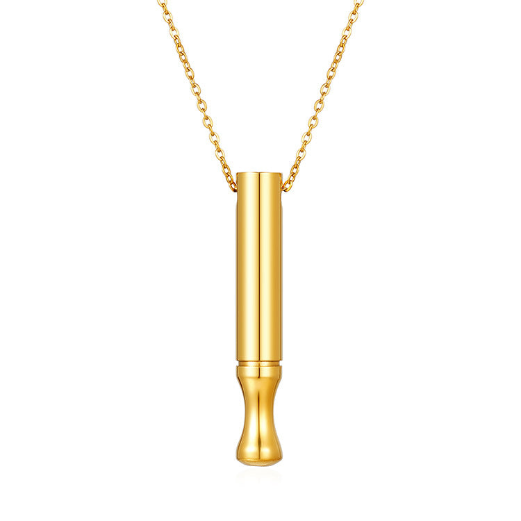 Stainless steel breathing whistle necklace for anxiety relief and mindful exhaling