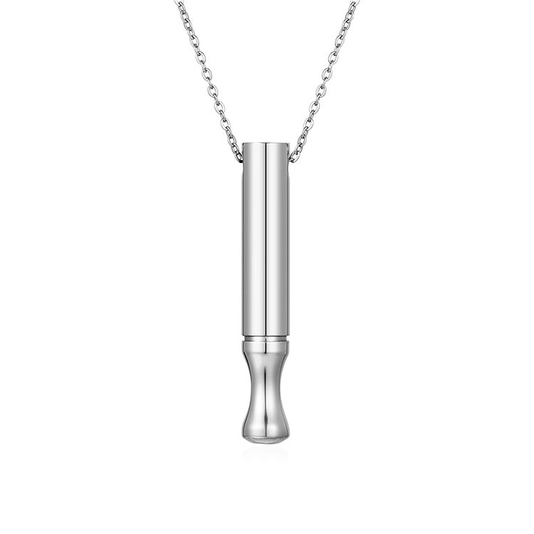 Stainless steel breathing whistle necklace for anxiety relief and mindful exhaling