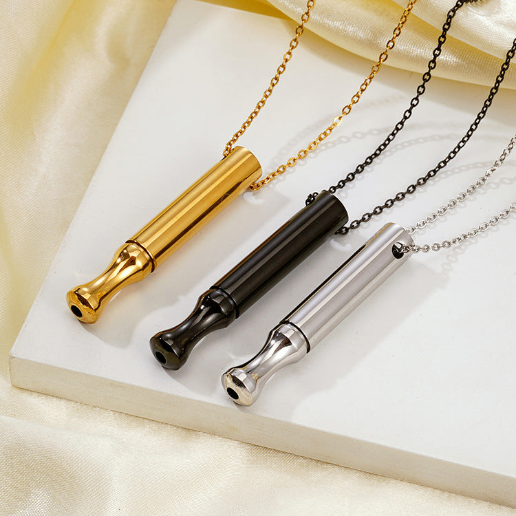 Stainless steel breathing whistle necklace for anxiety relief and mindful exhaling