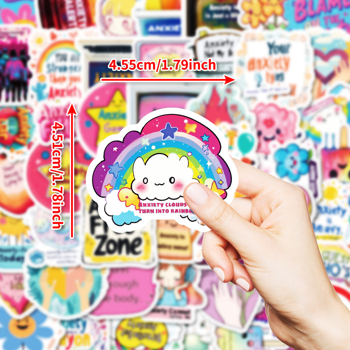 mental health stickers pack with positive affirmations and anxiety relief quotes, 55PCS vinyl anxiety stickers with self care messages and therapy support, motivational stickers for mental health journaling, laptops, and planners, uplifting waterproof mental health stickers for depression and anxiety support, cute cartoon-style mental health awareness sticker bundle for teens and adults, eco-friendly PVC mental health stickers for students and therapists, aesthetic mental health planner stickers with daily 