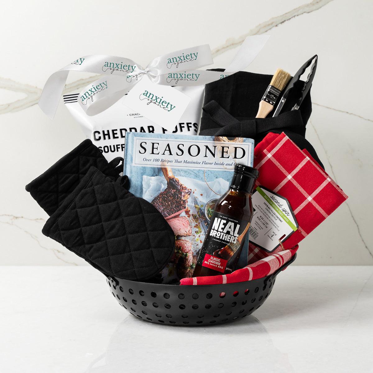 BBQ Sizzler Gift Basket for Men and Women in Wooden Keepsake Box is the perfect food gift basket for foodies