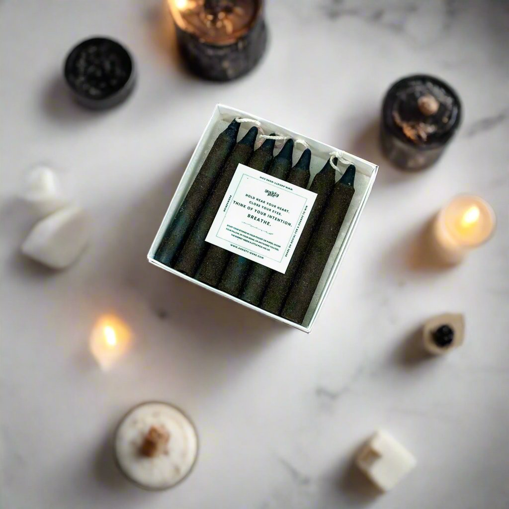 Tourmaline Black Crystal Candle 4-inch pillar candle for rituals, protection, and energy-infused intentions, perfect spell candles and spiritual gifts. 