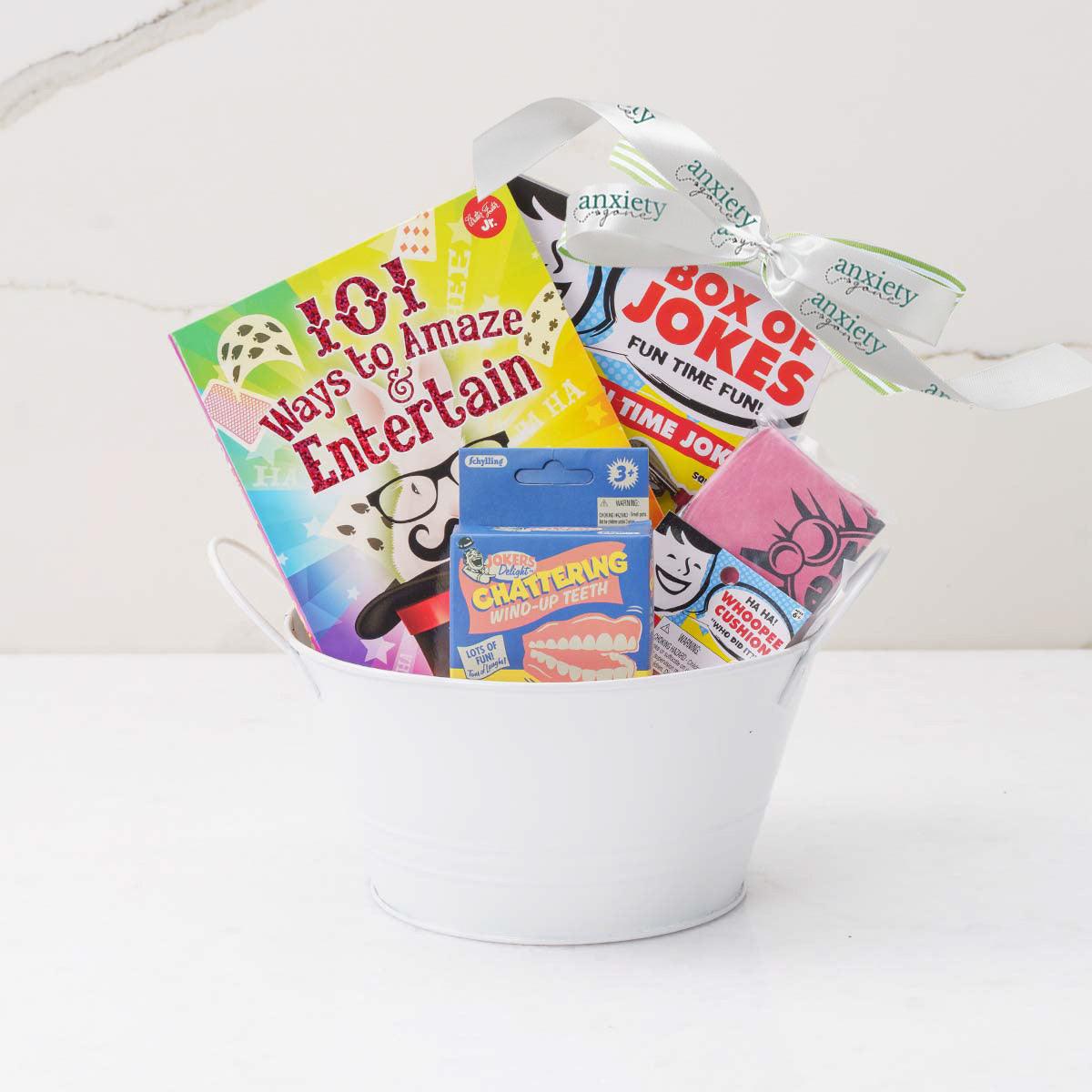 Joke Box Box of Jokes Gift Basket – Fun Prank Set for Kids - Anxiety Gone