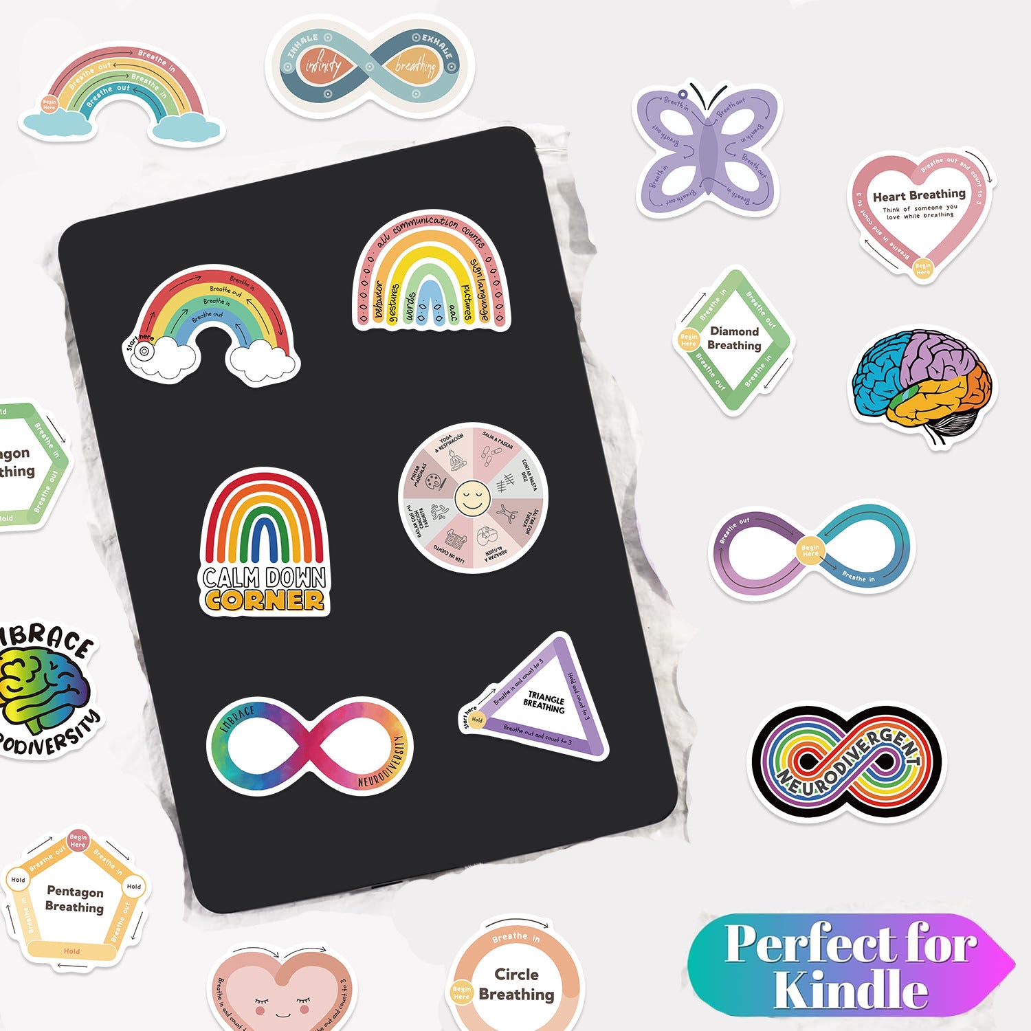 mental health stickers pack with positive affirmations and anxiety relief quotes, 55PCS vinyl anxiety stickers with self care messages and therapy support, motivational stickers for mental health journaling, laptops, and planners, uplifting waterproof mental health stickers for depression and anxiety support, cute cartoon-style mental health awareness sticker bundle for teens and adults, eco-friendly PVC mental health stickers for students and therapists, aesthetic mental health planner stickers with daily 