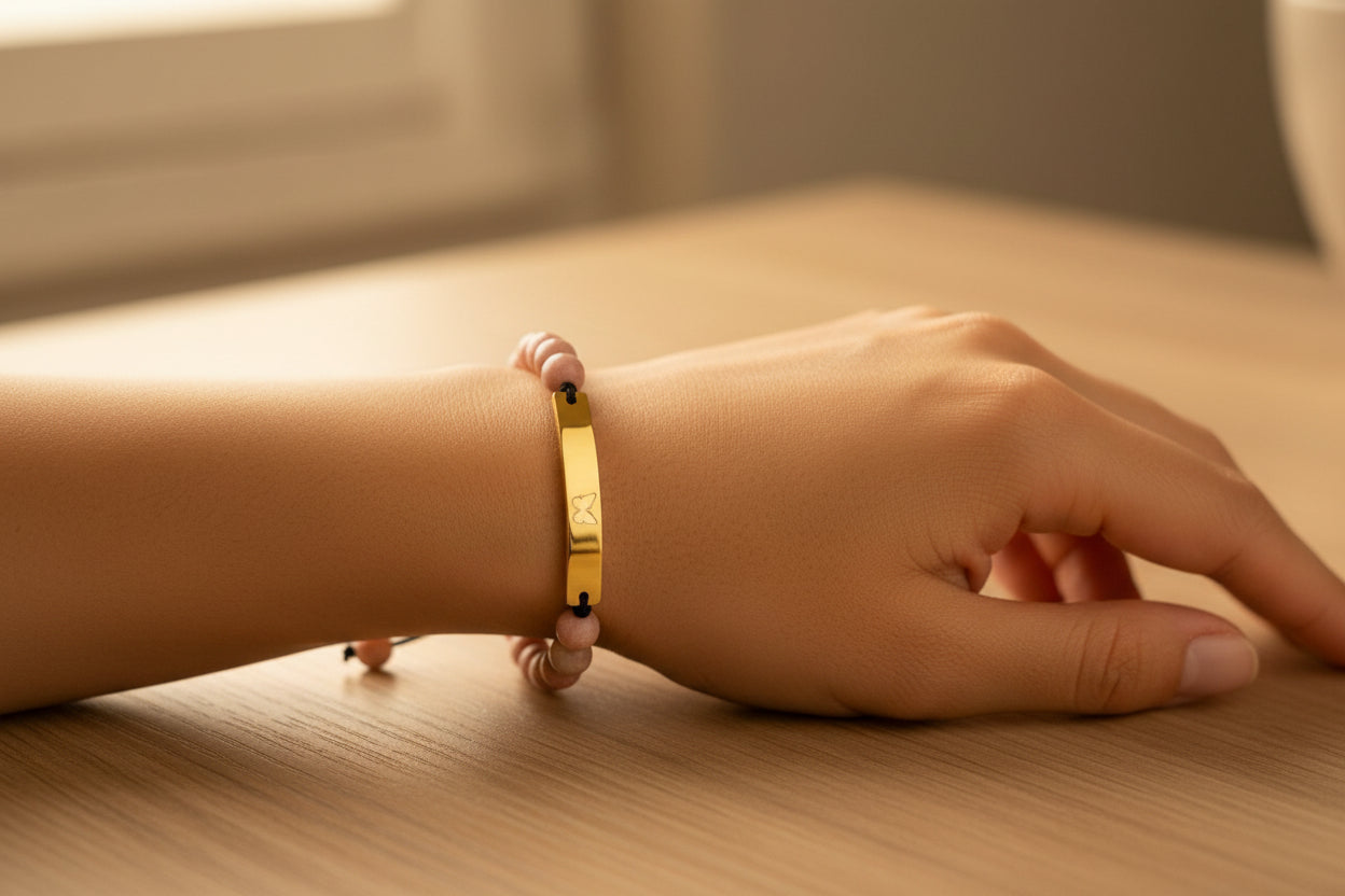 rose quartz bracelet, gemstone bracelet, butterfly bracelet, kids gemstone bracelet, gemstone bracelet for kids, 