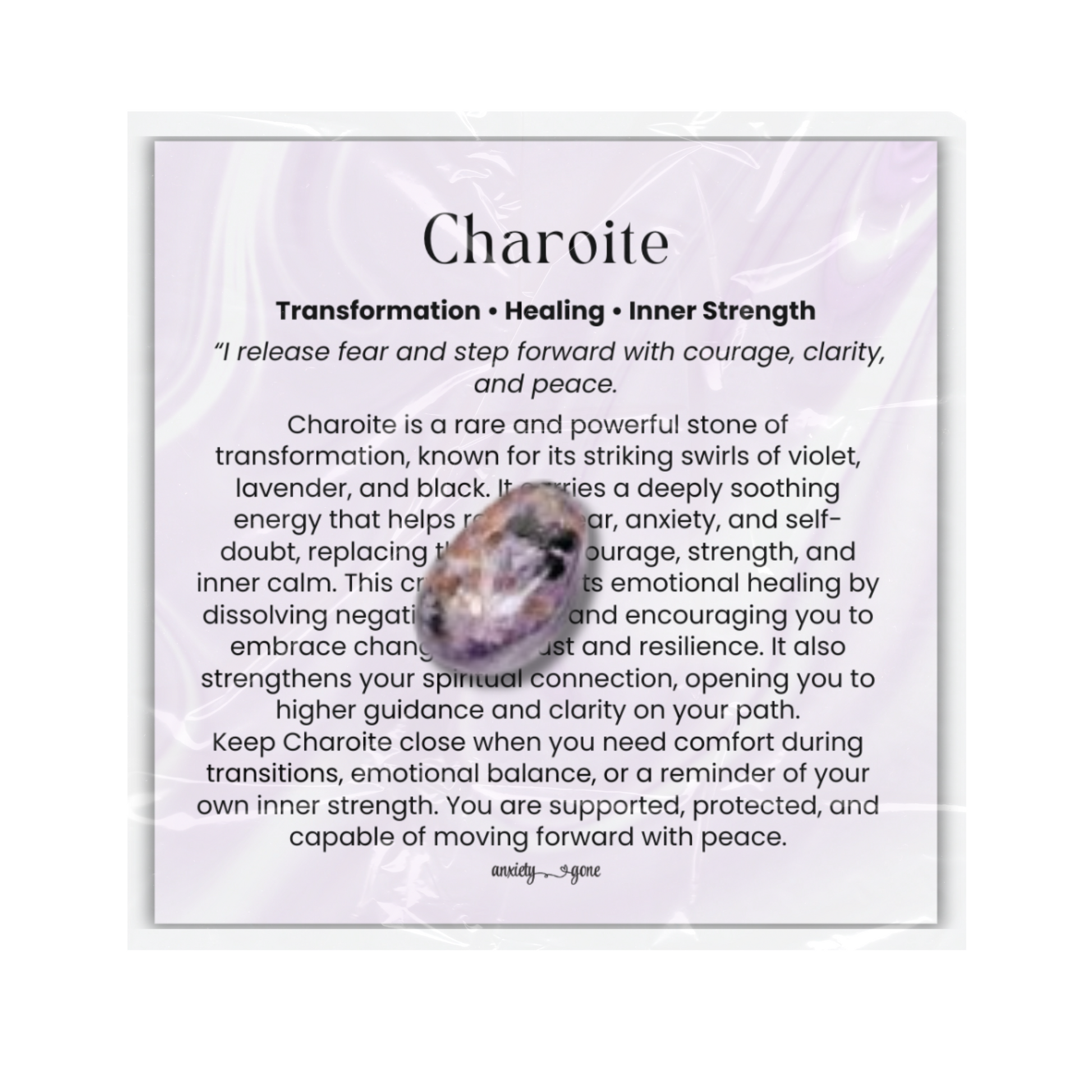 Charoite Tumbled Stone 1 inch, polished purple healing crystal for transformation and inner strength, charoite gemstone for anxiety relief and emotional healing, natural charoite pocket stone for meditation and mindfulness, violet charoite crystal for spiritual growth and resilience, calming crystal for stress support, genuine charoite gemstone gift for women and men, tumbled charoite crystal for intuition and balance