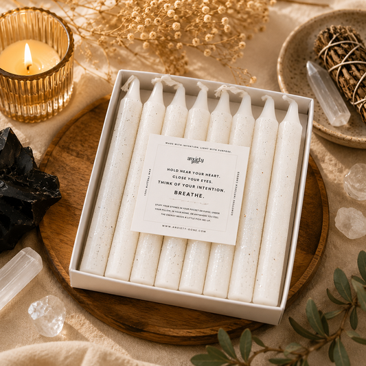 Moonstone Ritual Candle | White Crystal Spell Candle