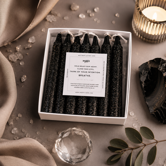 Tourmaline Black Crystal Candles 4" Pillars
