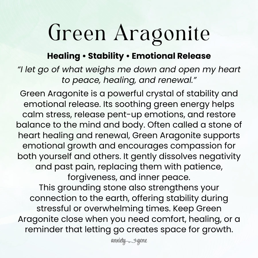 Green Aragonite Tumbled Stone 2–3 inches, polished green healing crystal for stress relief and emotional healing, aragonite gemstone for balance and renewal, natural green aragonite pocket stone for meditation and mindfulness, calming crystal for anxiety and self-care, genuine aragonite crystal for forgiveness compassion and growth, grounding gemstone for stability and peace, green aragonite gift for women and men