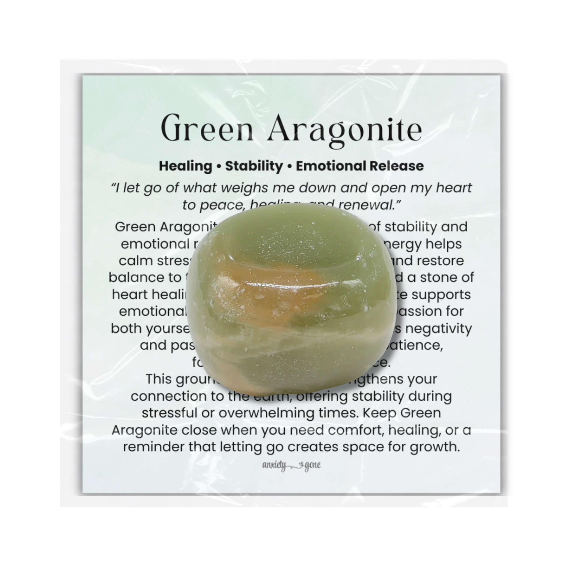 Green Aragonite Tumbled Stone 2–3 inches, polished green healing crystal for stress relief and emotional healing, aragonite gemstone for balance and renewal, natural green aragonite pocket stone for meditation and mindfulness, calming crystal for anxiety and self-care, genuine aragonite crystal for forgiveness compassion and growth, grounding gemstone for stability and peace, green aragonite gift for women and men