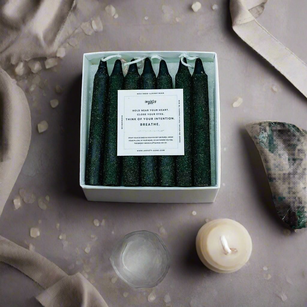 Tourmaline Black Crystal Candle 4-inch pillar candle for rituals, protection, and energy-infused intentions, perfect spell candles and spiritual gifts. 
