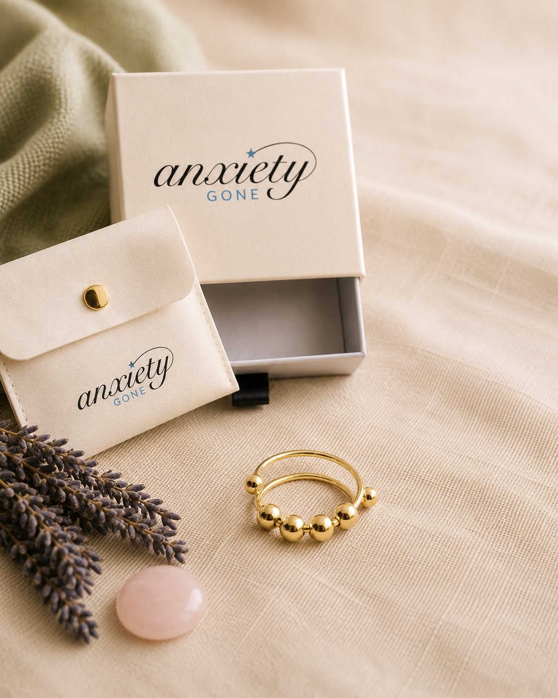 Gold fidget ring adjustable ring 