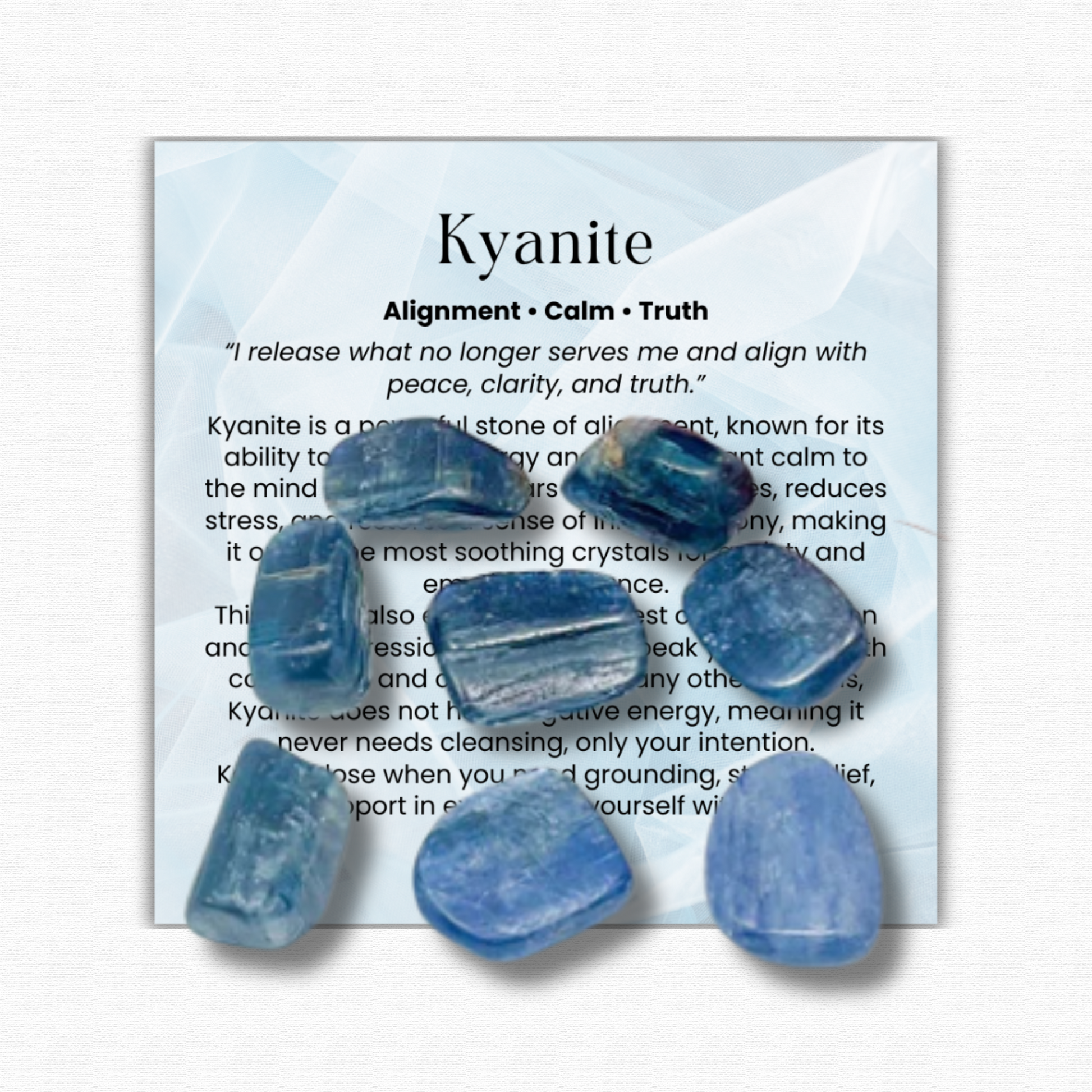 Kyanite Tumbled Stone 1–2 inches, polished blue healing crystal for alignment and balance, calming crystal for stress relief and anxiety, kyanite gemstone for meditation and chakra healing, natural kyanite pocket stone for mindfulness and truth, energy healing crystal that never needs cleansing, genuine kyanite crystal gift for women and men, tumbled gemstone for emotional clarity and spiritual growth