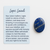 Polished lapis lazuli worry stone for social anxiety, communication, and emotional clarity – natural thumb stone with info card