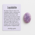 Polished lepidolite worry stone for anxiety, stress relief, and emotional healing – natural thumb stone with info card for calming support