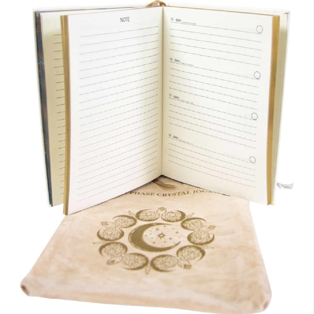 vegan leather journal, moon phase journal, crystal journal, moon journal with crystal, witchy journal, celestial journal, spiritual journal with moon phases, vegan leather moon journal, manifestation journal, moon ritual journal, intention setting journal, lunar phase journal, journal for moon phases, astrology journal with crystal, witch journal for spells, new moon manifestation journal
