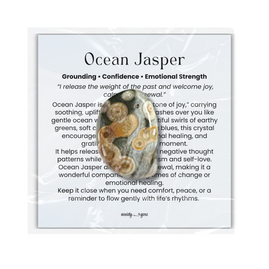 Ocean Jasper Tumbled Stone 2–3 inches, large polished healing crystal for joy and emotional healing, ocean jasper gemstone for stress relief and renewal, natural ocean jasper crystal with swirls of green cream and blue, calming crystal for anxiety and mindfulness, genuine ocean jasper meditation stone, ocean jasper gemstone gift for women and men, spiritual crystal for positivity and balance