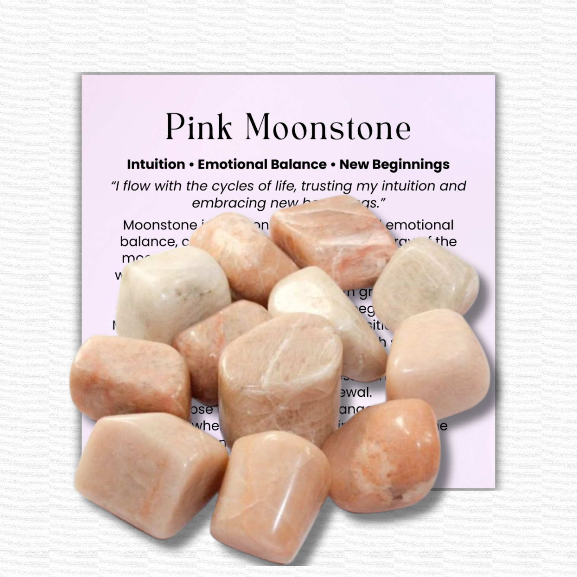 Moonstone Tumbled Stone 1–2 inches, polished white healing crystal for new beginnings and intuition, calming crystal for stress relief and emotional balance, moonstone gemstone for meditation and mindfulness, natural moonstone pocket stone for spiritual awareness and grounding, genuine moonstone crystal gift for women and men, tumbled gemstone for chakra healing and self-care rituals