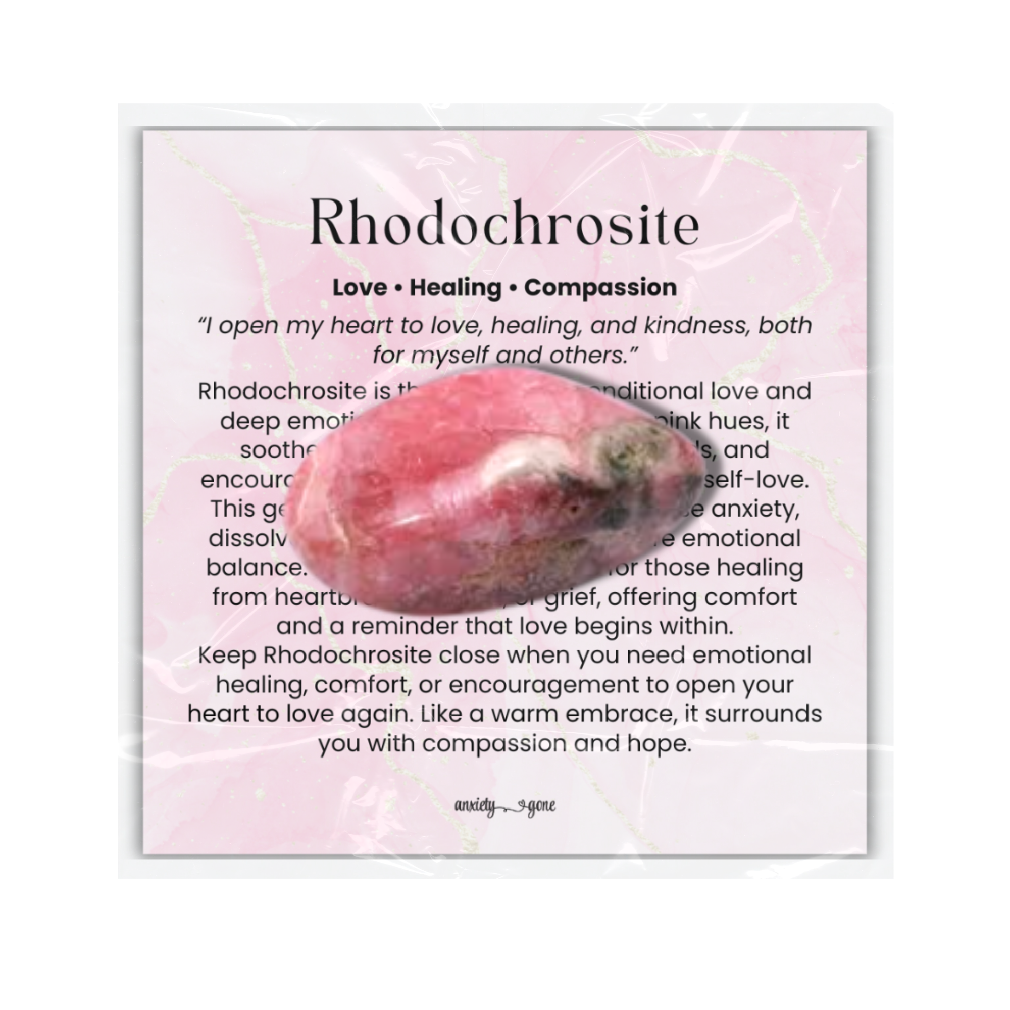 Rhodochrosite Tumbled Stone 1 inch, polished pink healing crystal for love and compassion, rhodochrosite gemstone for emotional healing and self-love, natural pink crystal pocket stone for stress relief and anxiety, calming rhodochrosite stone for forgiveness and comfort, genuine rhodochrosite meditation stone for mindfulness, heart chakra crystal for emotional balance, rhodochrosite crystal gift for women and men