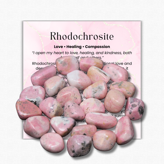 Rhodochrosite Tumbled Stone 1 inch, polished pink healing crystal for love and compassion, rhodochrosite gemstone for emotional healing and self-love, natural pink crystal pocket stone for stress relief and anxiety, calming rhodochrosite stone for forgiveness and comfort, genuine rhodochrosite meditation stone for mindfulness, heart chakra crystal for emotional balance, rhodochrosite crystal gift for women and men