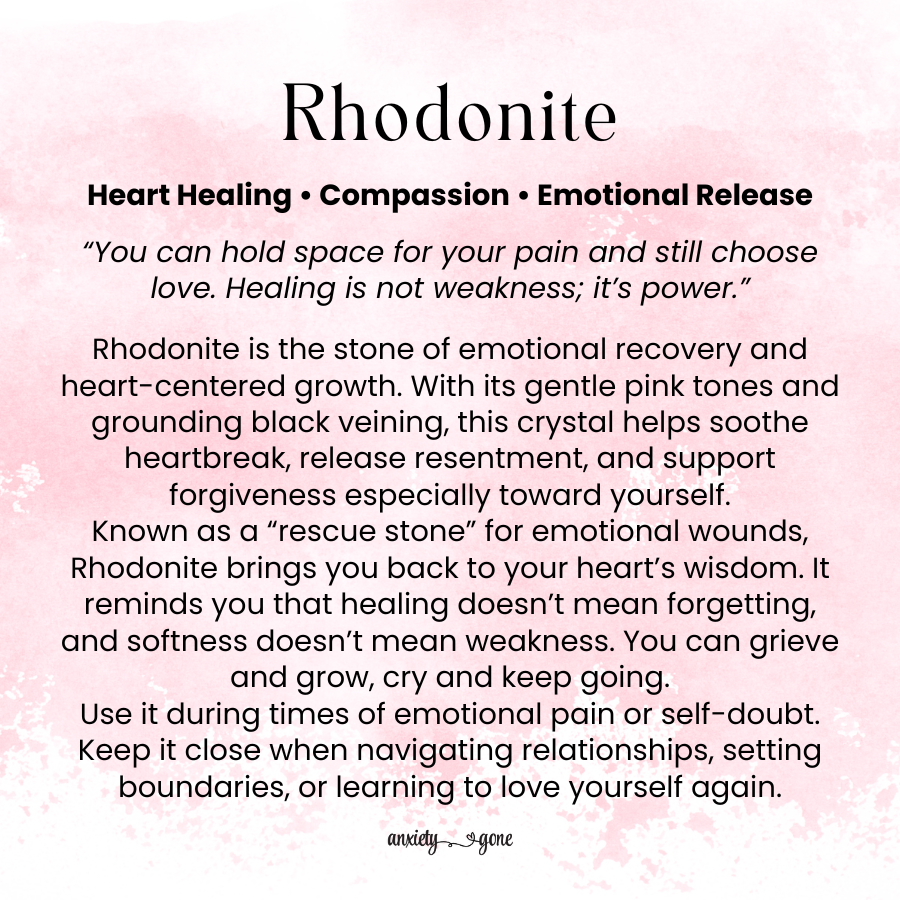Rhodonite Worry Stone for anxiety, emotional healing, and compassion