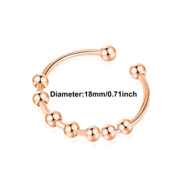 Adjustable 18K gold plated fidget ring for anxiety relief, resizable spinner ring for women, stress relief worry ring, calming mental health jewelry