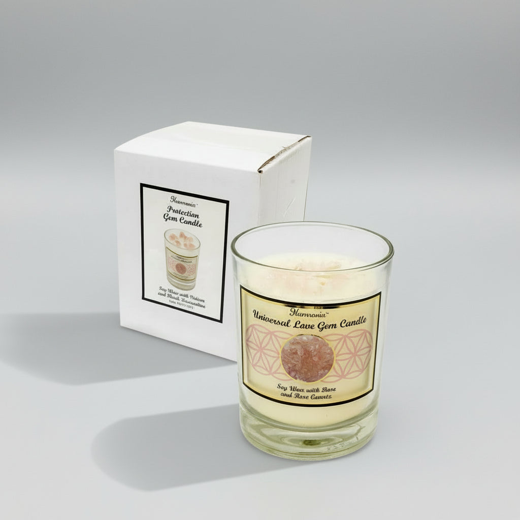 rose quartz candle, crystal candle, love crystal candle, rose scented crystal candle, soy gem candle, universal love candle, rose quartz soy candle, heart chakra candle, crystal infused candle, self-love candle, candle for love and healing, rose quartz love candle, emotional healing candle, romantic candle gift, love intention candle, crystal candle for relationships, rose quartz affirmation candle