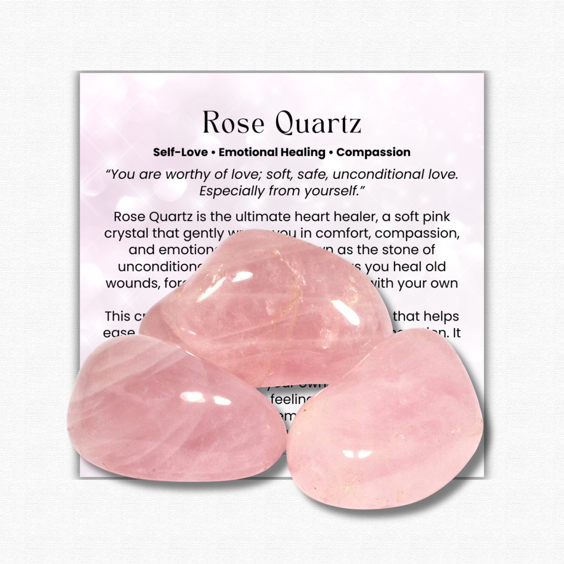 Medium Rose Quartz Tumbled Stone 1–2 inches, polished pink healing crystal for love and self-care, rose quartz pocket stone for stress relief and emotional healing, genuine rose quartz crystal for meditation and heart chakra balance, natural pink gemstone gift for women and men