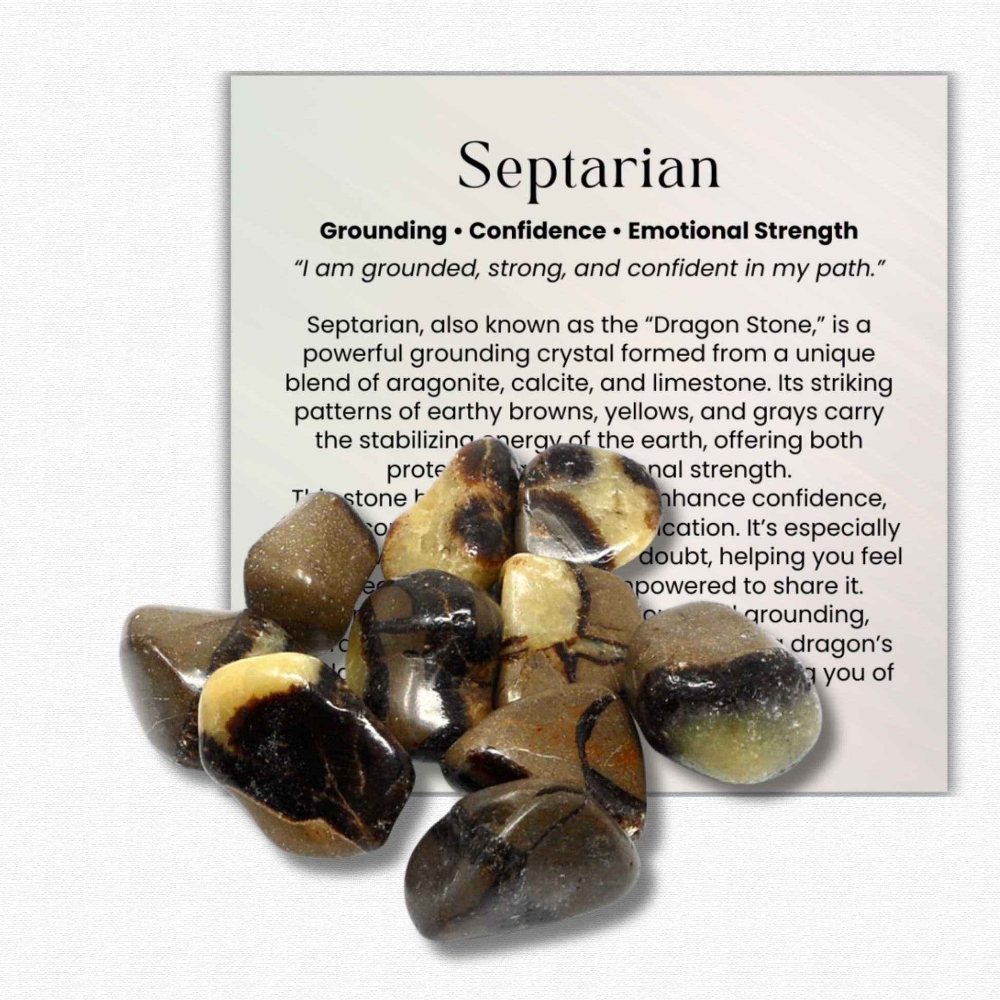 Septarian Tumbled Stone 1 inch, dragon stone healing crystal for grounding and confidence, polished septarian gemstone for emotional strength and protection, calming crystals for anxiety relief and stress support, natural septarian pocket stone for meditation and mindfulness, genuine septarian crystal for self-care and balance, septarian gemstone gift for women and men, earth energy crystal for courage and communication