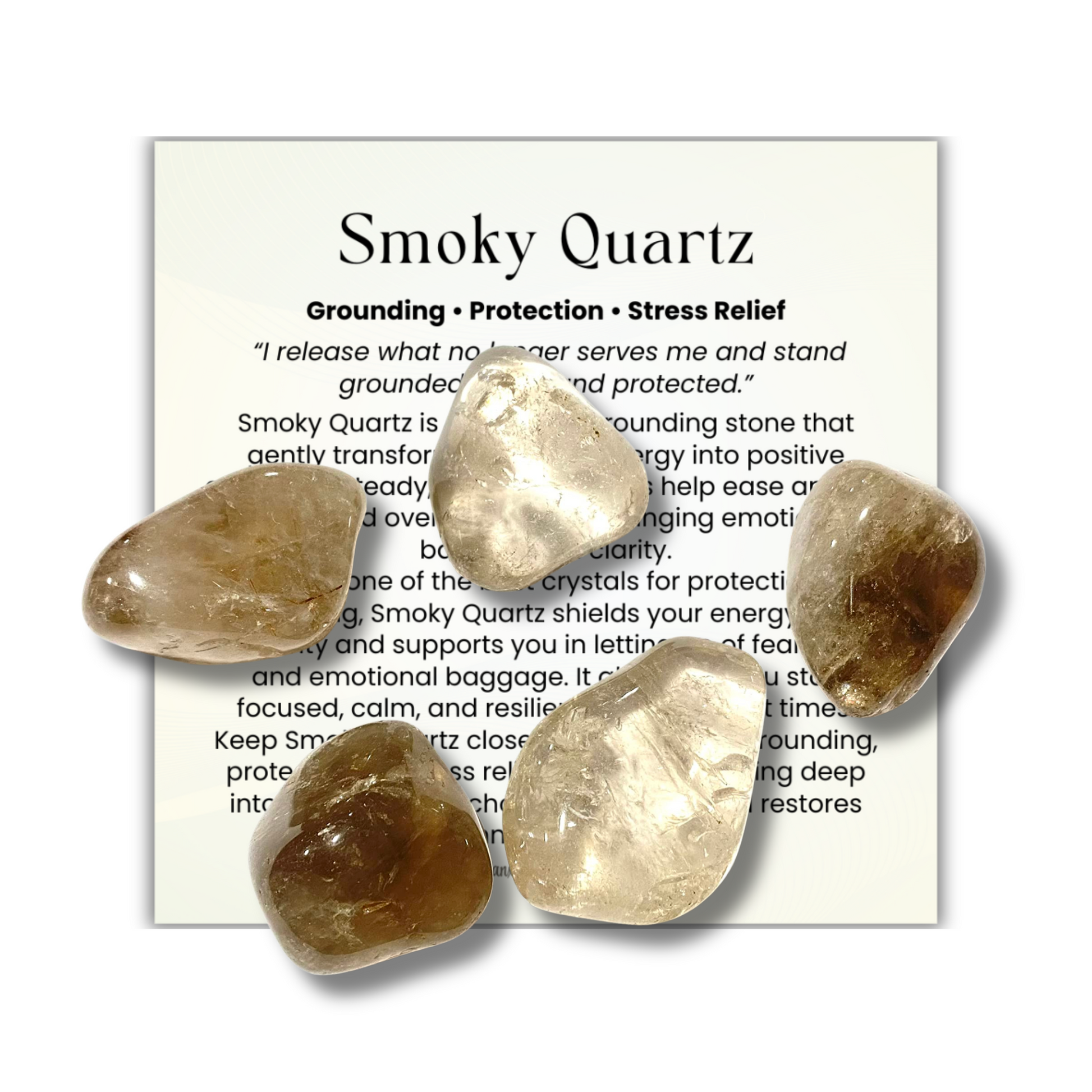 Smoky Quartz Tumbled Stone 1–2 inches, polished brown-grey healing crystal for grounding and protection, natural smoky quartz gemstone for stress relief and anxiety, calming smoky quartz pocket stone for meditation and mindfulness, genuine smoky quartz crystal for emotional balance and resilience, tumbled gemstone for reiki and chakra healing, smoky quartz crystal gift for women and men