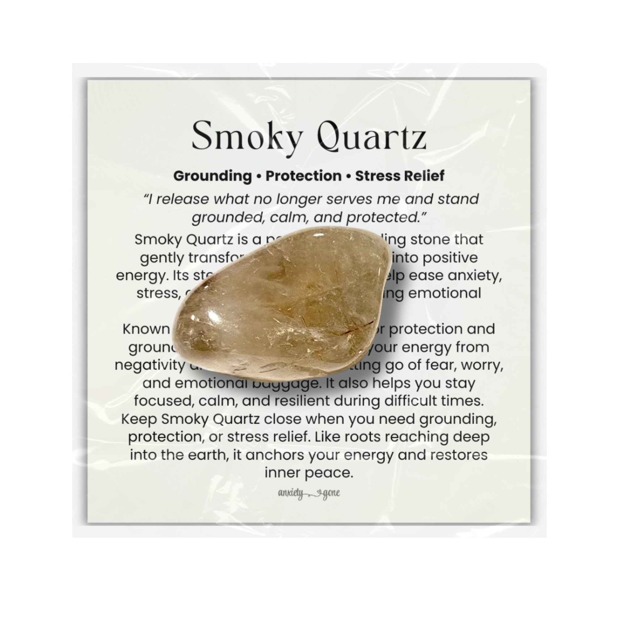 Smoky Quartz Tumbled Stone 1–2 inches, polished brown-grey healing crystal for grounding and protection, natural smoky quartz gemstone for stress relief and anxiety, calming smoky quartz pocket stone for meditation and mindfulness, genuine smoky quartz crystal for emotional balance and resilience, tumbled gemstone for reiki and chakra healing, smoky quartz crystal gift for women and men