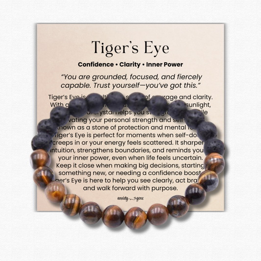 Tiger’s Eye and Lava Stone beaded bracelet for men and women – crystal jewelry for confidence, grounding, and protection – natural diffuser bracelet for anxiety, stress relief, and aromatherapy with essential oils