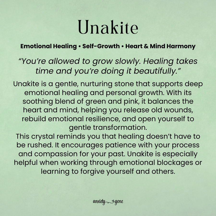 Unakite Worry Stone for anxiety, stress relief, emotional healing, and compassion.