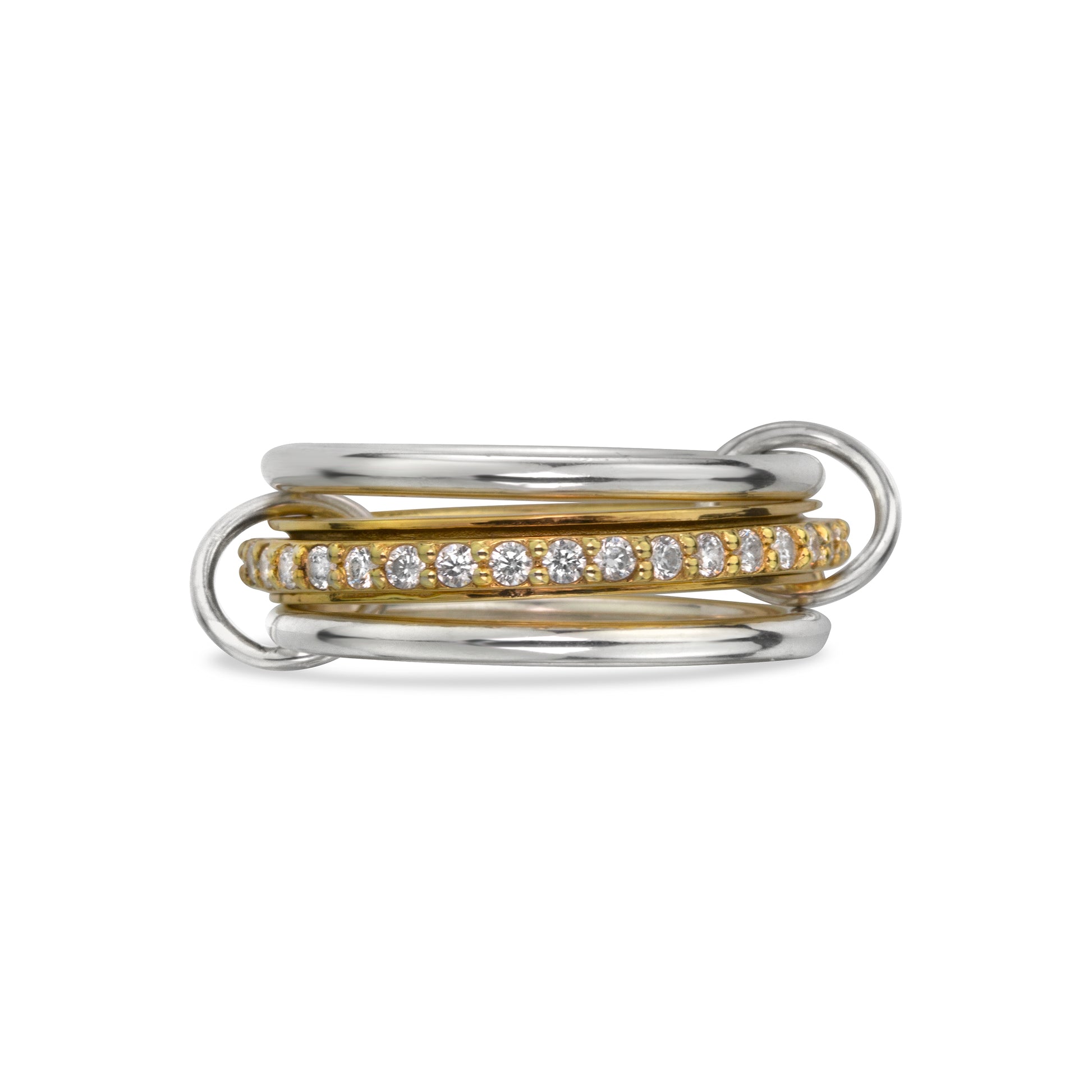 Union YGV two tone spinner ring in gold vermeil and sterling silver