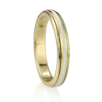 Virtue Gold Fidget Ring worn on a hand, thumb turning the band